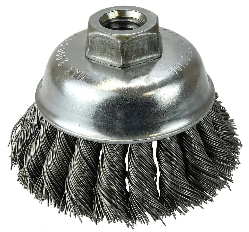 Weiler 12736 Single Row Heavy-Duty Knot Wire Cup Brush .014 Steel 3 1/2 in Diameter 5/8-11 UNC Nut Big Sale