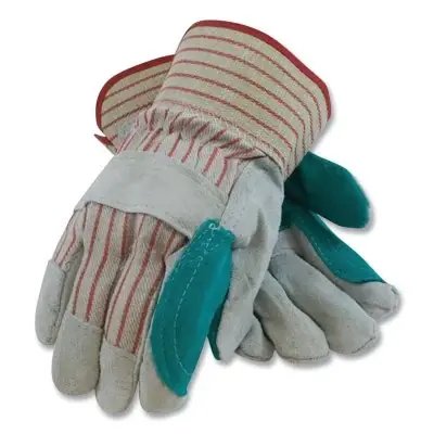 Place Order PIP 85-7512J/XXL Economy Split Cowhide Leather Double Palm Gloves 2X-Large Gray