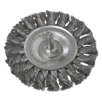Weiler 17689 Standard Twist Knot Wire Wheel 4 Inch Diameter 1/2 Inch Width .016 Inch Steel 1/4 Inch Stem Limited Time