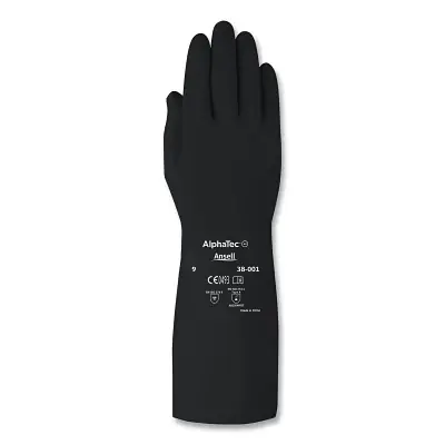 In Demand Ansell 38001PP100 AlphaTec 38-001 Chemical-Resistant Butyl Gloves Size 10 Black