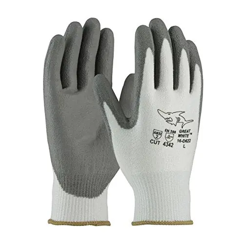Bargain G-Tek 16-D622/L PolyKor Cut Resistant Gloves Large White/Gray