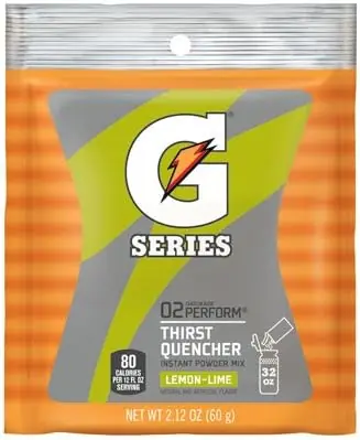 Gatorade 3928 Instant Powder Lemon Lime 2.12 oz Pouch Yields 1 Quart 144 Pack Super Sale