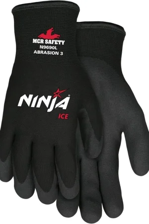 One Day Deal MCR Safety N9690S Memphis Glove Ninja Ice 15 Gauge Black Nylon Cold Weather Glove