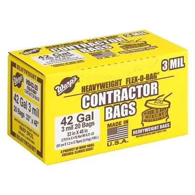 Express Delivery Warp Brothers HB42-20-R FLEX-O-BAG Contractor Bag 42 gal 3 mil Thick 33 in W x 48 in H Black