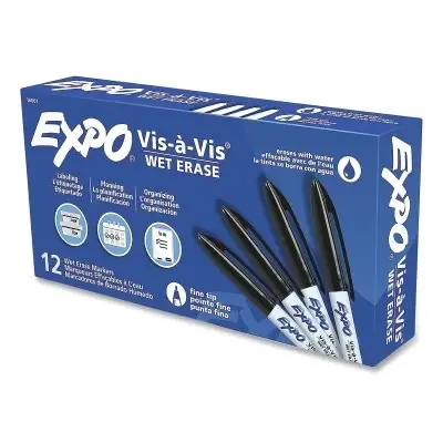 Premium EXPO 16001 Vis-à-Vis Wet Erase Markers Power 12 Pack Replacement MPN