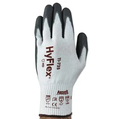 Ansell 163844 11-735 Polyurethane Palm Coated Gloves Size 8 White/Gray Price Cut