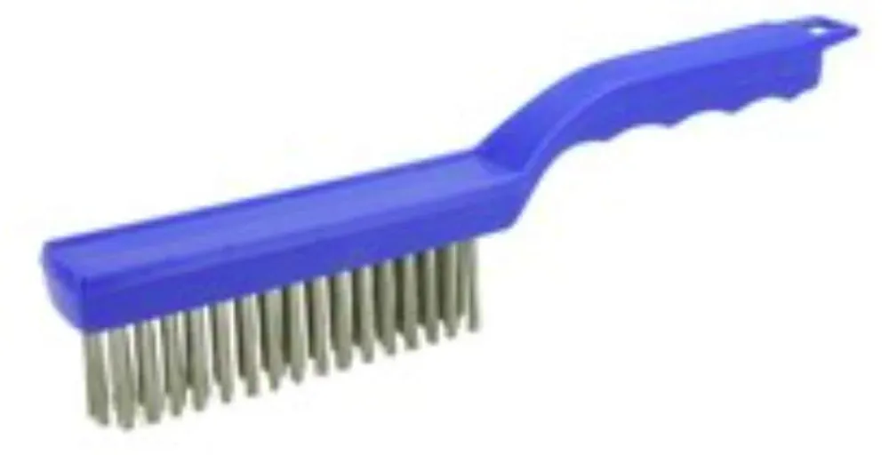 Premium Weiler 44299 Shoe Handle Scratch Brush Stainless Steel Wire 4 x 16 Rows 1-3/16 Inches Trim Length