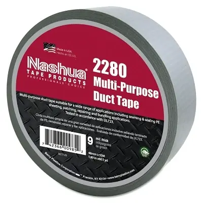 Nashua 1087144 2280 General Purpose Duct Tape, Silver, 55m x 48mm x 9 mil Premium