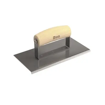 Special Discount Bon 12-451 Stainless Steel Sidewalk Edger 8 x 4 1/8 Radius 1/4 Depth Wood Wave Handle
