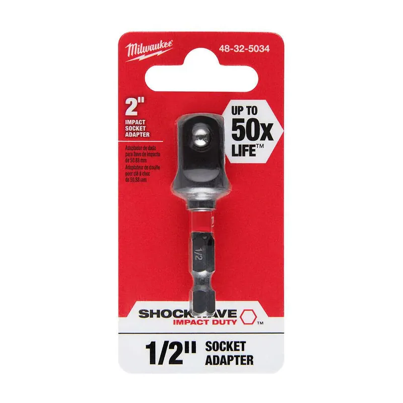 Milwaukee 48-32-5034 Shockwave 1/4 Hex to 1/2 Square Impact Socket Adapter Genuine