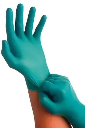 Ansell 92-500-M Teal Color Nitrile Glove Smooth Grip Powdered Rolled Beaded Cuff Sz M 100PK In Demand