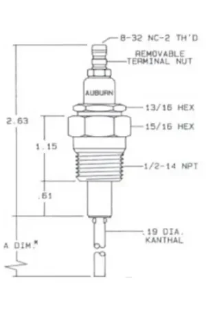 Auburn E5-FRS-2-6 Flame Rod 6 Inch 1/2 Inch NPT Mounting Deal