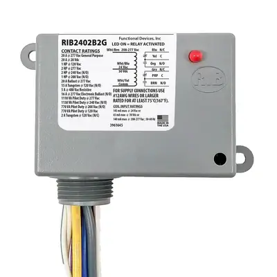 Functional Devices RIB2402B2G Power Relay 20 Amp DPDT 24 Vac/dc/208-277 Vac Coil Seasonal Sale